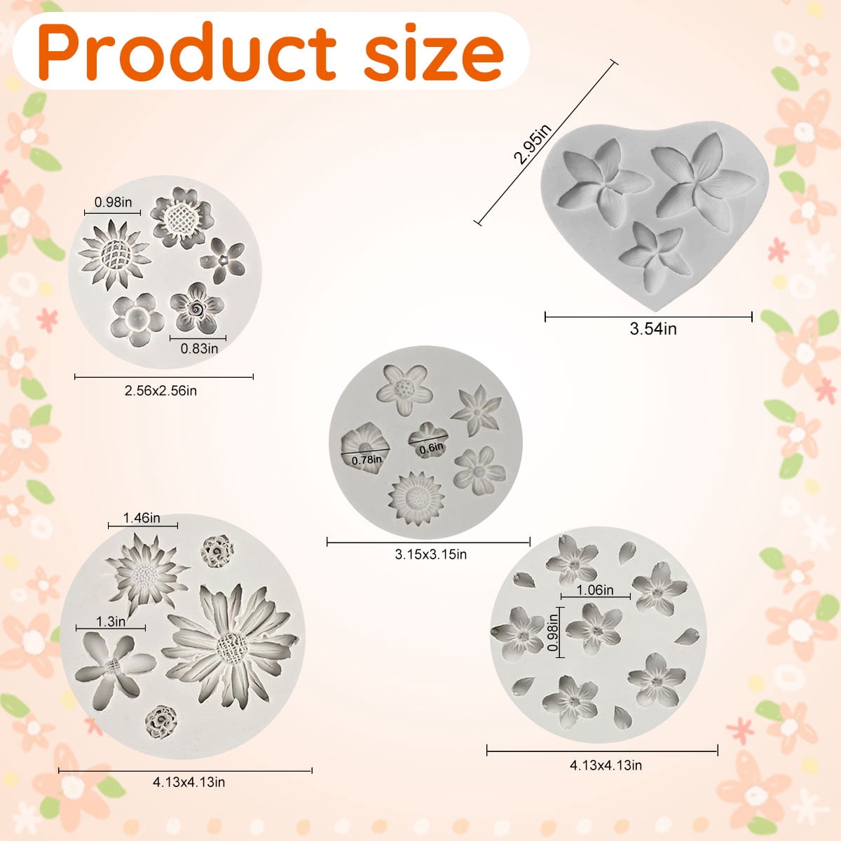 Daisy Flower Silicone Molds, Set of 5 Sizes for Resin, Chocolate, Fondant and Clay - Image 6