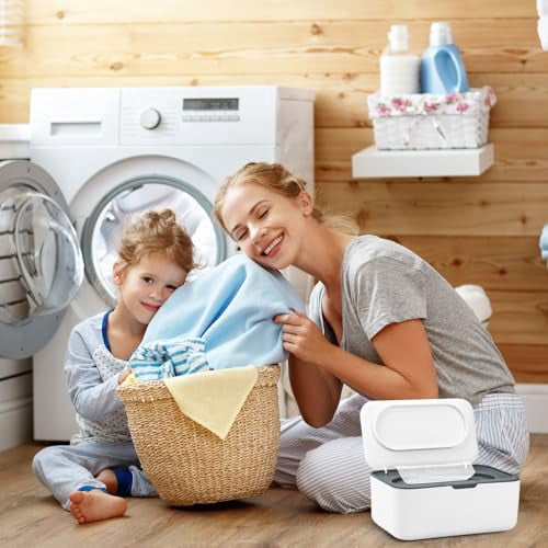 Dryer Sheet Dispenser Box with Lid, Laundry Room Storage Container for Softener Sheets, Gray - Image 6