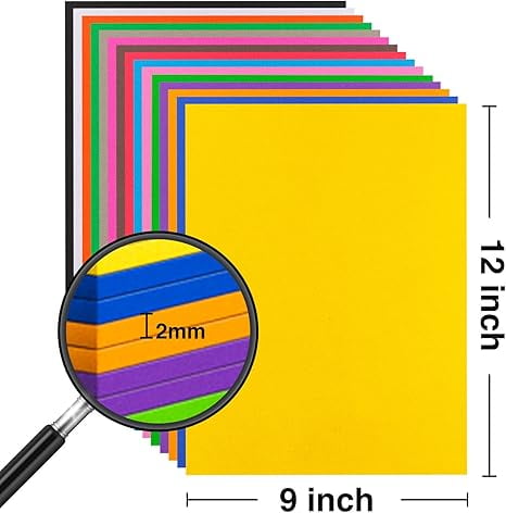 EVA Craft Foam Sheets 9 x 12 In, 30 Sheets in 15 Colors, 2 mm Thick, No Adhesive - Image 2