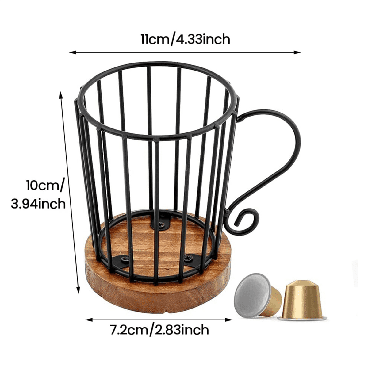 Mug-Shaped Coffee Pod Holders, Set of 2, Wood and Metal Countertop Organizers - Image 4