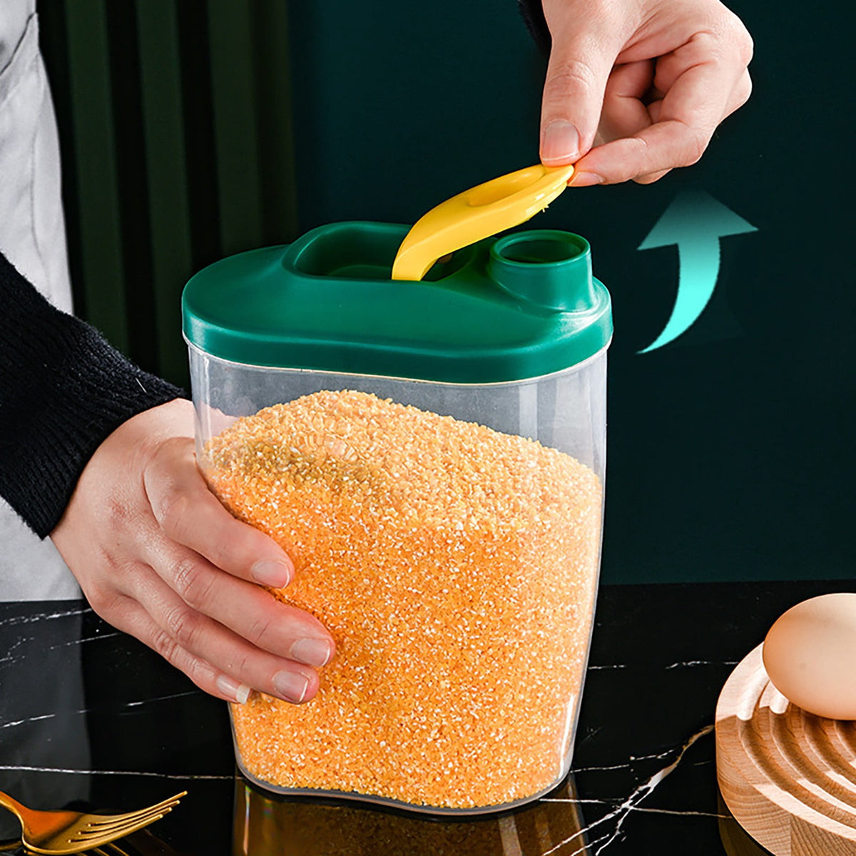 Clear Airtight Cereal Jar with Flip Spout Lid, Dry Food Container for Flour and Grains - Image 5