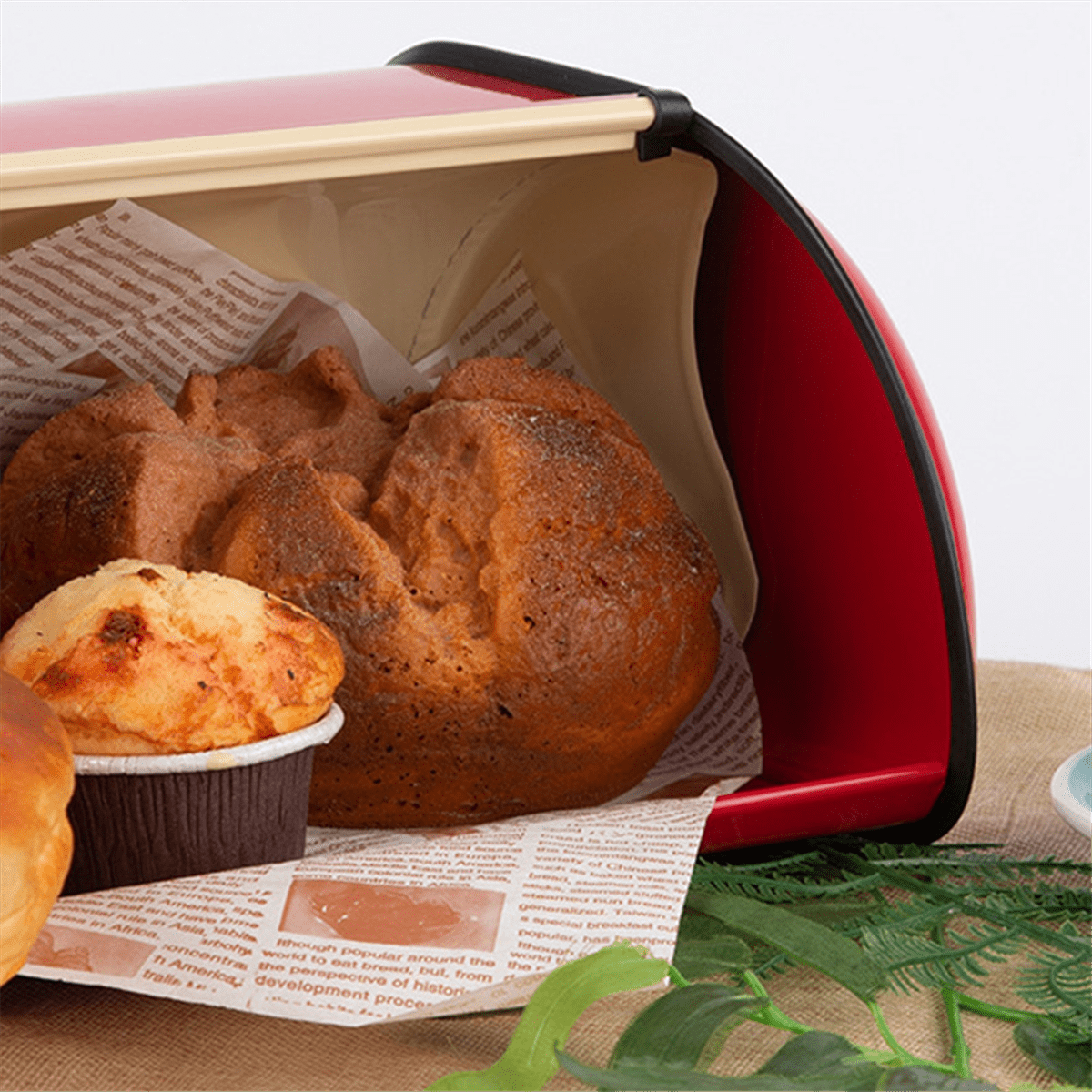 Roll Top Metal Bread Box for Kitchen Counter, Bread and Pastry Keeper, Red - Image 5