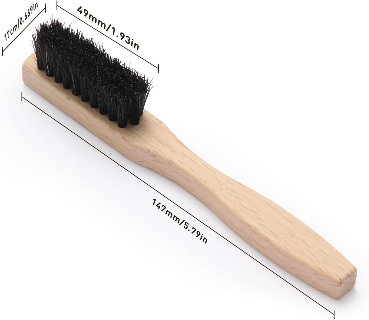 Laundry Stain Brush Set of 2, Natural Bristle Scrub Brush with Beech Wood Handle - Image 3