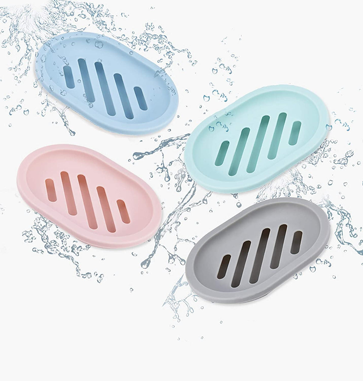 Draining Soap Dish, 2 Pack, Double Layer Soap Holder with Removable Tray, Gray - Image 3