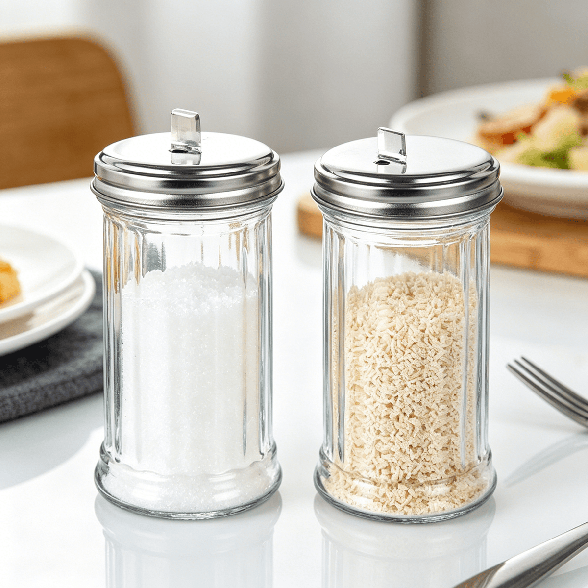 Glass Sugar Pourer with Stainless Steel Lid, 12 Ounce Dispenser with Pour Spout - Image 4