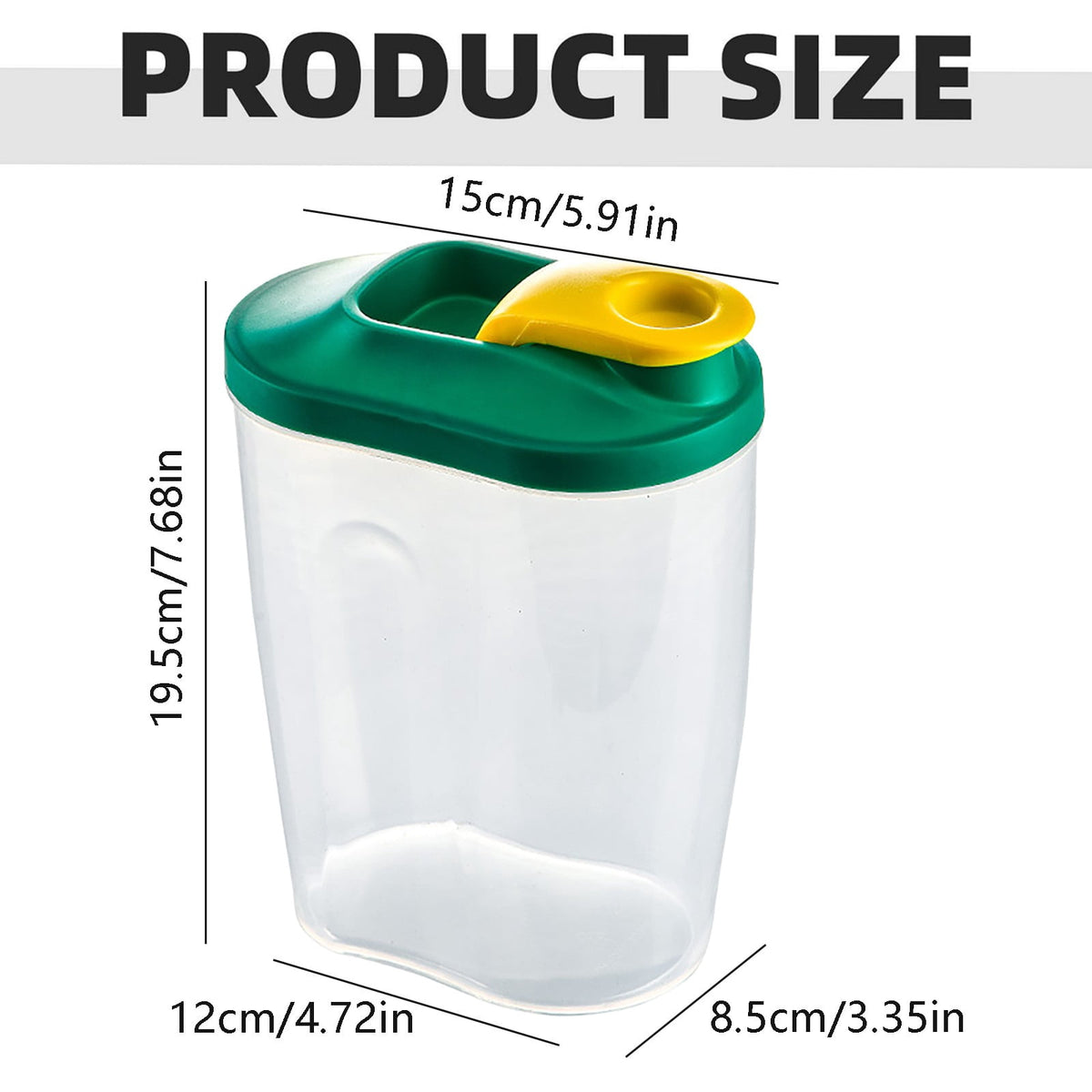 Clear Airtight Cereal Jar with Flip Spout Lid, Dry Food Container for Flour and Grains - Image 3