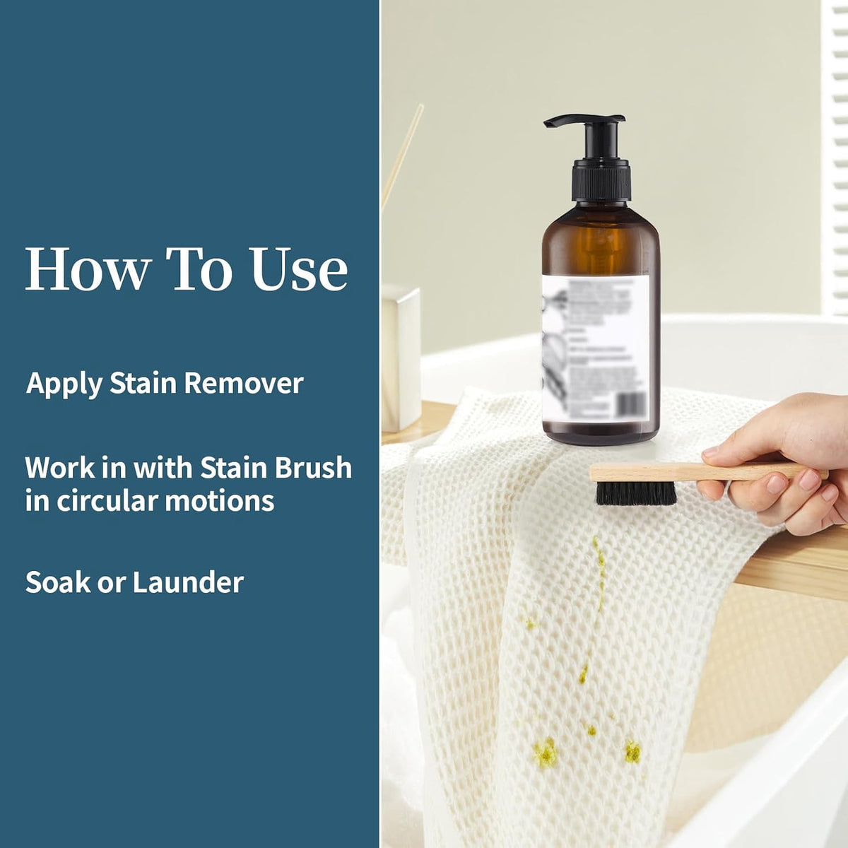 Laundry Stain Brush Set of 2, Natural Bristle Scrub Brush with Beech Wood Handle - Image 5