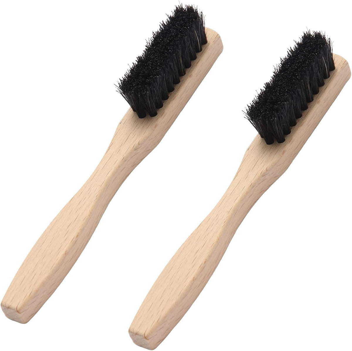 Laundry Stain Brush Set of 2, Natural Bristle Scrub Brush with Beech Wood Handle