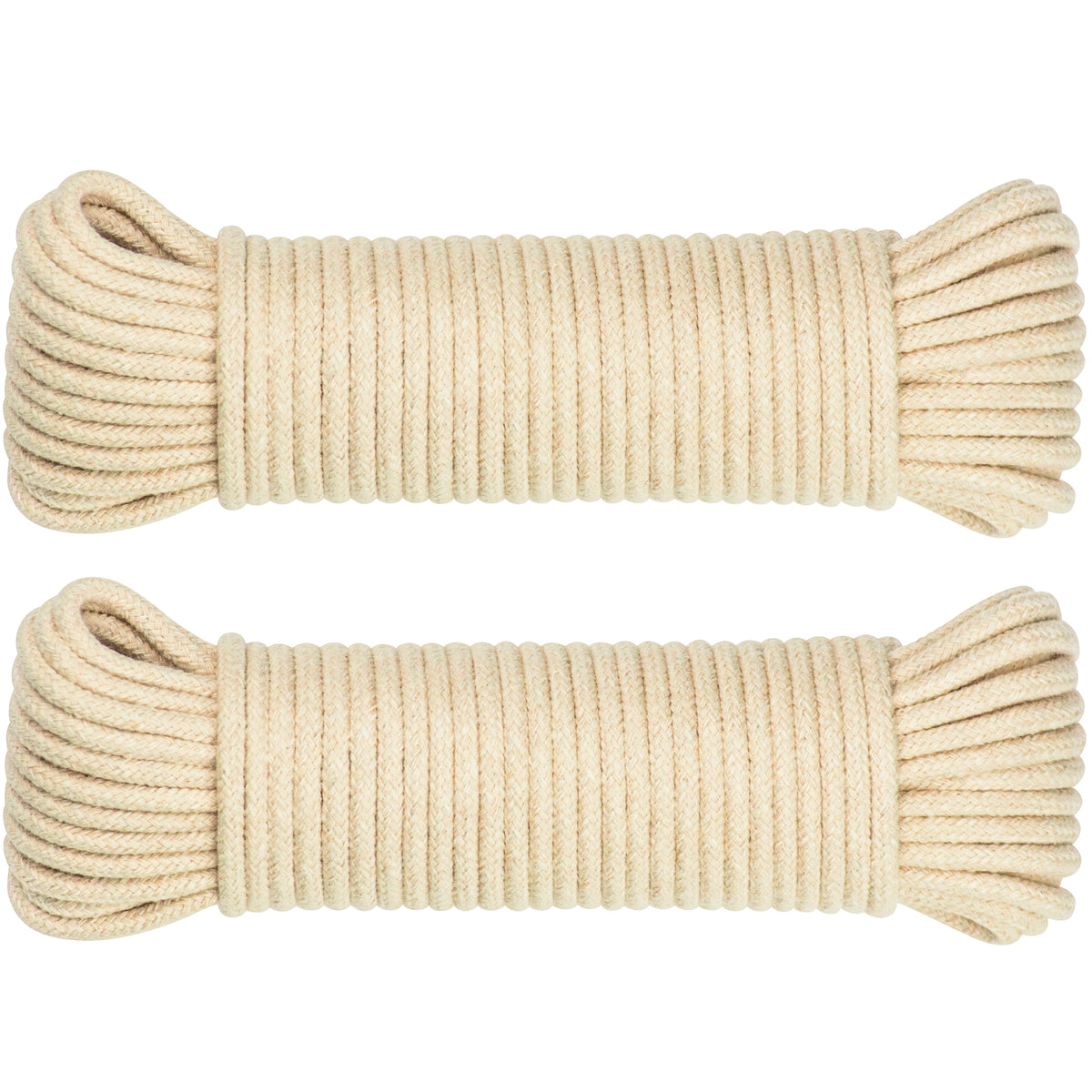 Natural Cotton Twisted Rope, 3/16 In, 4 Rolls of 50 Ft (200 Ft Total) for Clotheslines and Crafts