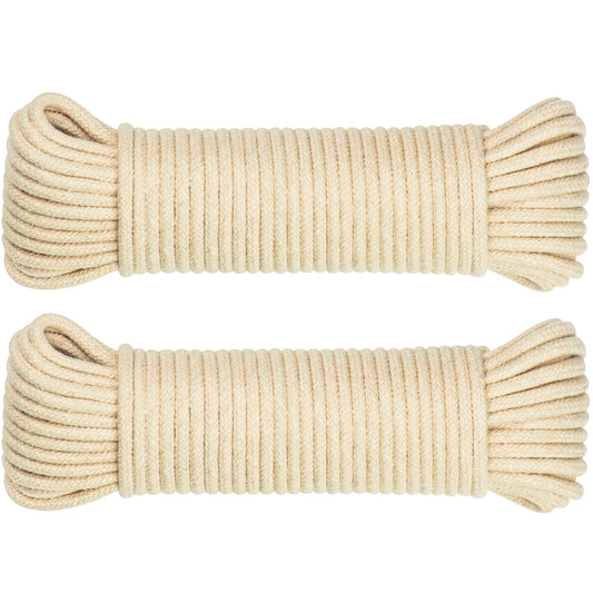 Natural Cotton Twisted Rope, 3/16 In, 4 Rolls of 50 Ft (200 Ft Total) for Clotheslines and Crafts