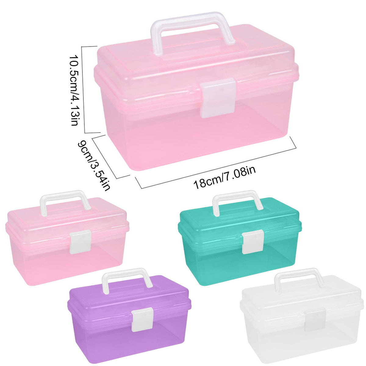 Clear Craft Supply Case with Removable Four-Section Tray, Latch and Carry Handle - Image 3