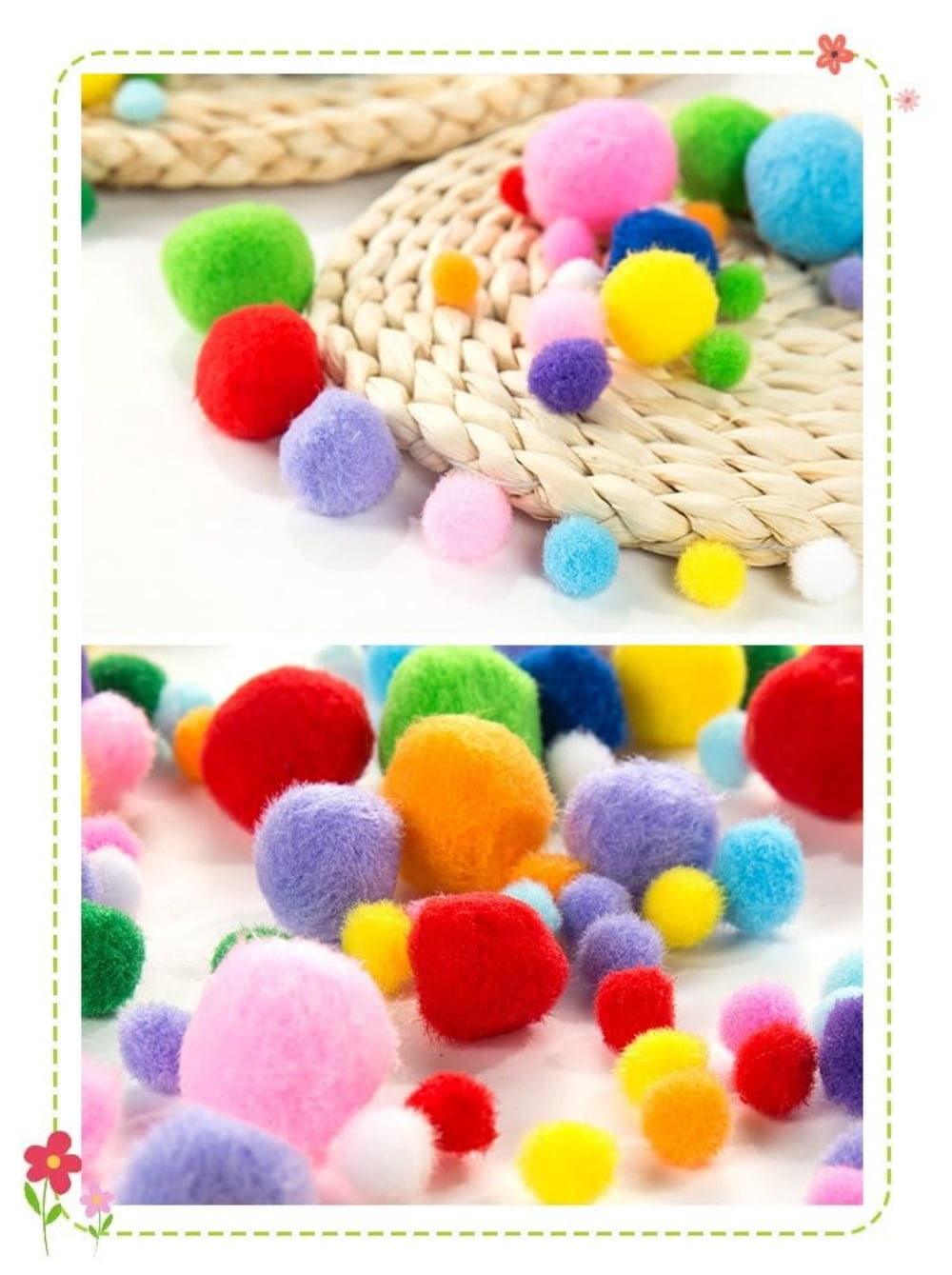 Large Craft Pom Poms, 32 Pieces, 2.1 Inch Fuzzy Balls in Assorted Colors - Image 3