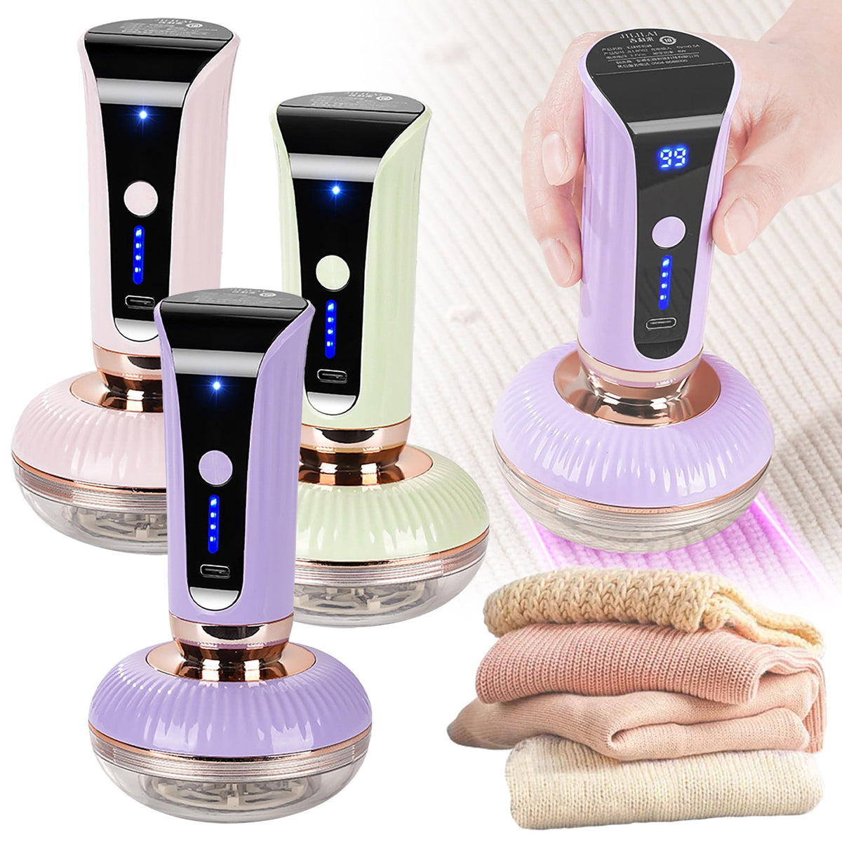 Rechargeable Fabric Shaver with LED Display, Lint and Pill Remover for Sweaters and Blankets - Image 4
