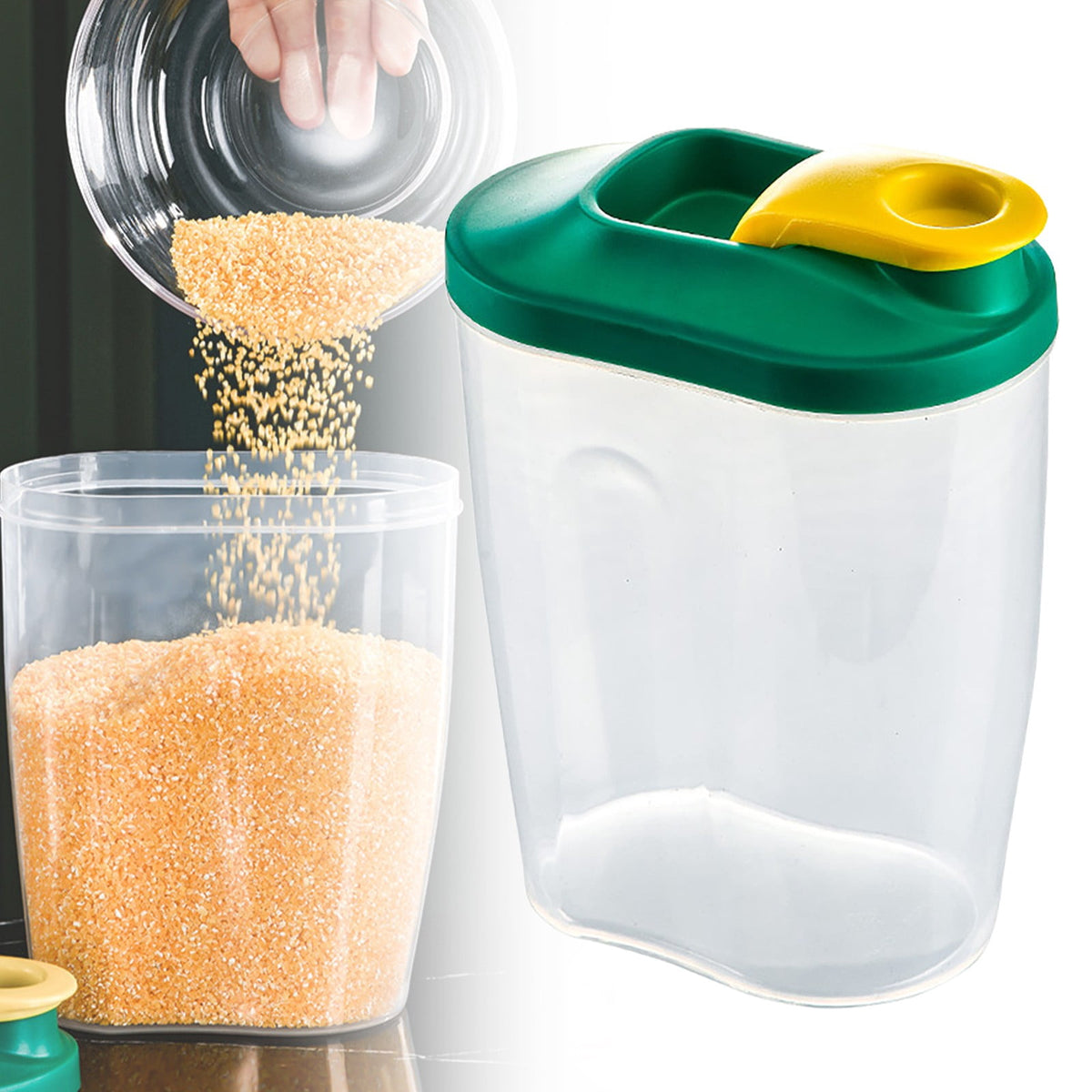 Clear Airtight Cereal Jar with Flip Spout Lid, Dry Food Container for Flour and Grains - Image 2