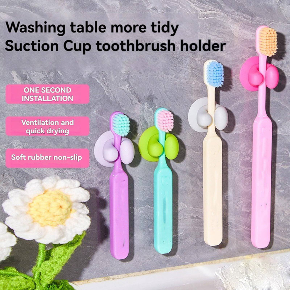 Wall Mounted Silicone Toothbrush and Razor Holder Hook, Waterproof Shower Organizer - Image 6