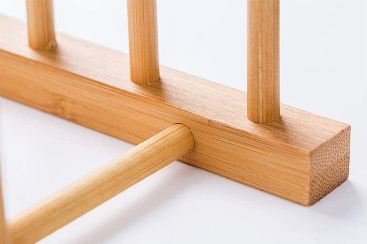Bamboo Plate Rack, Set of 2, Six-Slot Dish Stand and Pot Lid Holder - Image 5