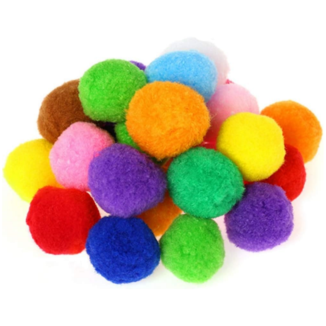 Large Craft Pom Poms, 32 Pieces, 2.1 Inch Fuzzy Balls in Assorted Colors