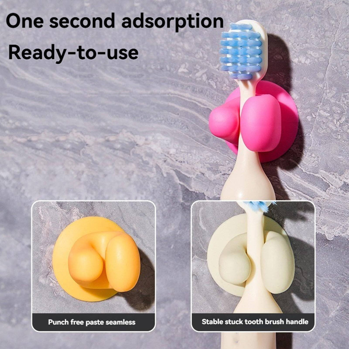 Wall Mounted Silicone Toothbrush and Razor Holder Hook, Waterproof Shower Organizer - Image 4
