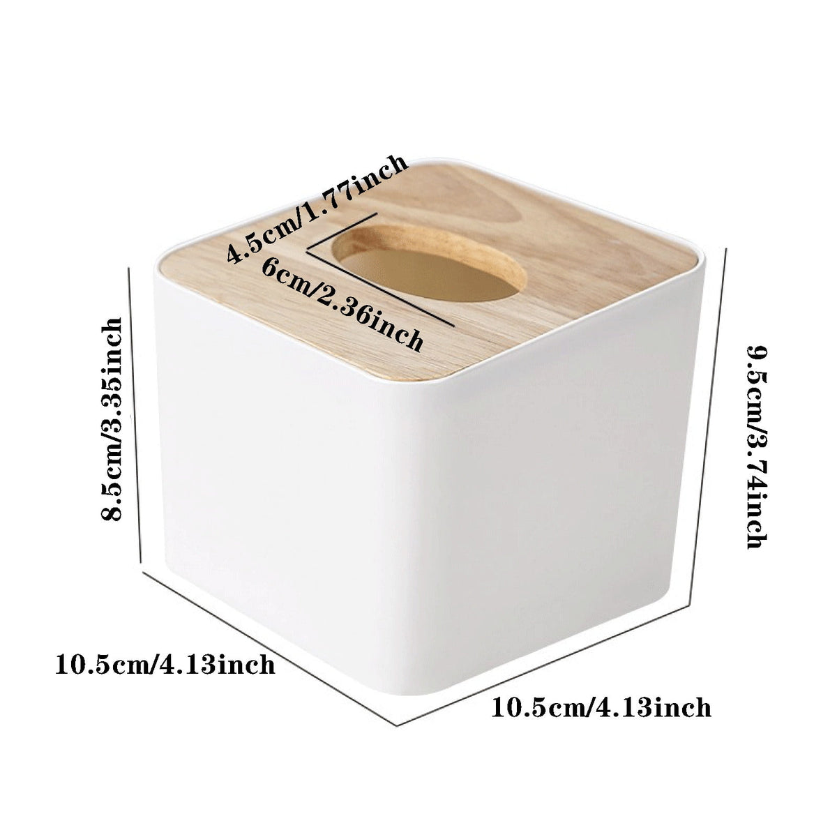 Square Tissue Box Cover with Bamboo Top, Cube Tissue Holder for Bathroom or Vanity - Image 3