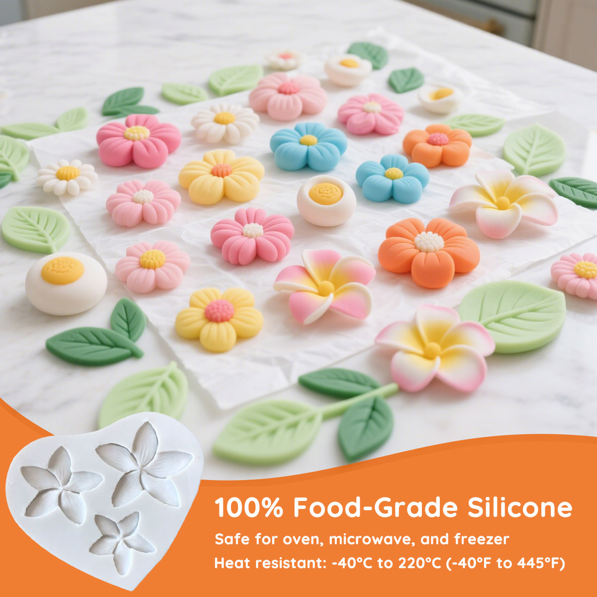 Daisy Flower Silicone Molds, Set of 5 Sizes for Resin, Chocolate, Fondant and Clay - Image 3