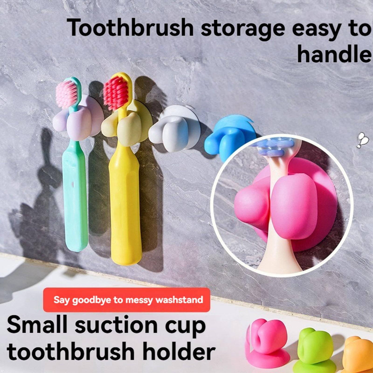 Wall Mounted Silicone Toothbrush and Razor Holder Hook, Waterproof Shower Organizer - Image 5