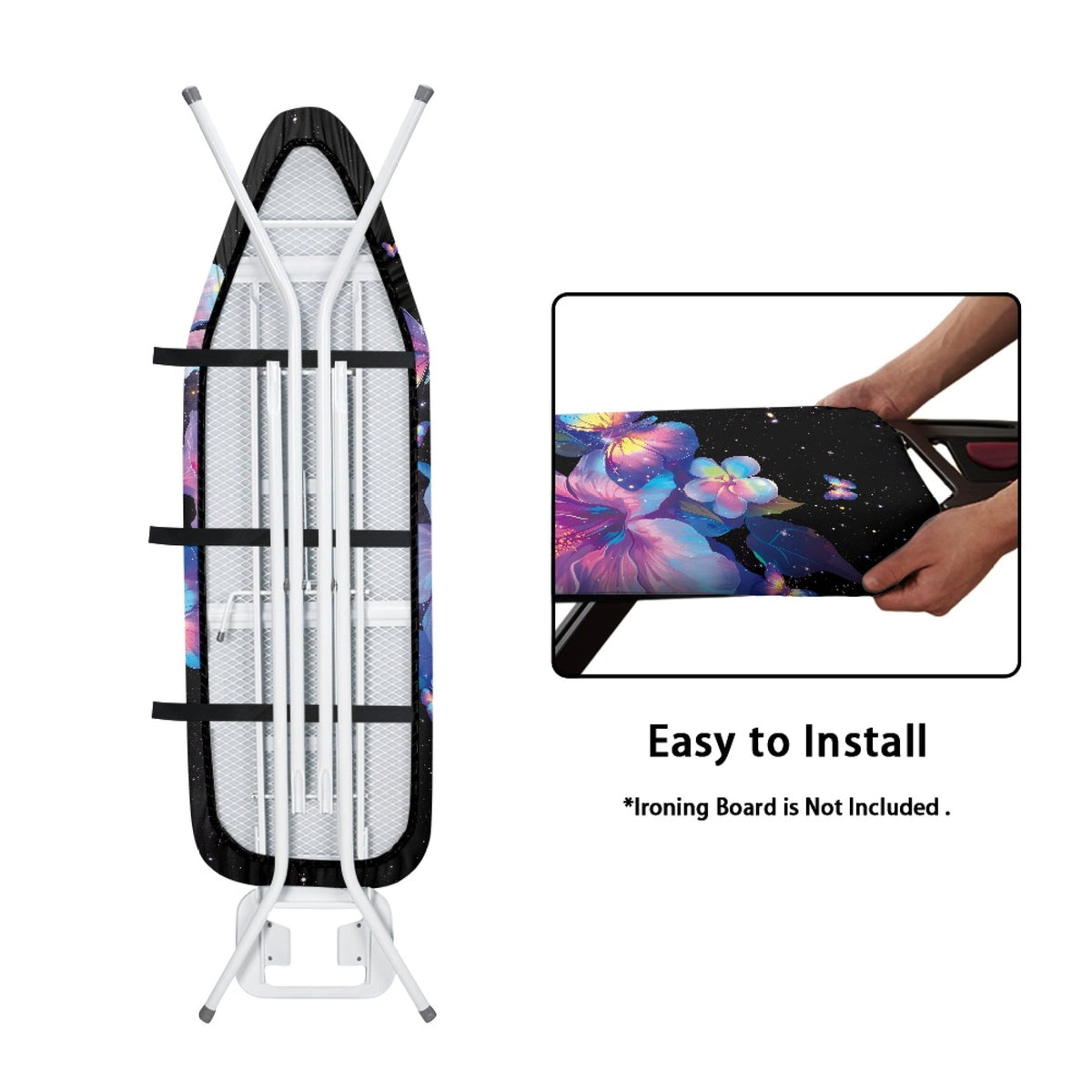 Thick Padded Ironing Board Cover 15 x 54 In, Scorch-Resistant with Elastic Edges, Neon Floral - Image 4