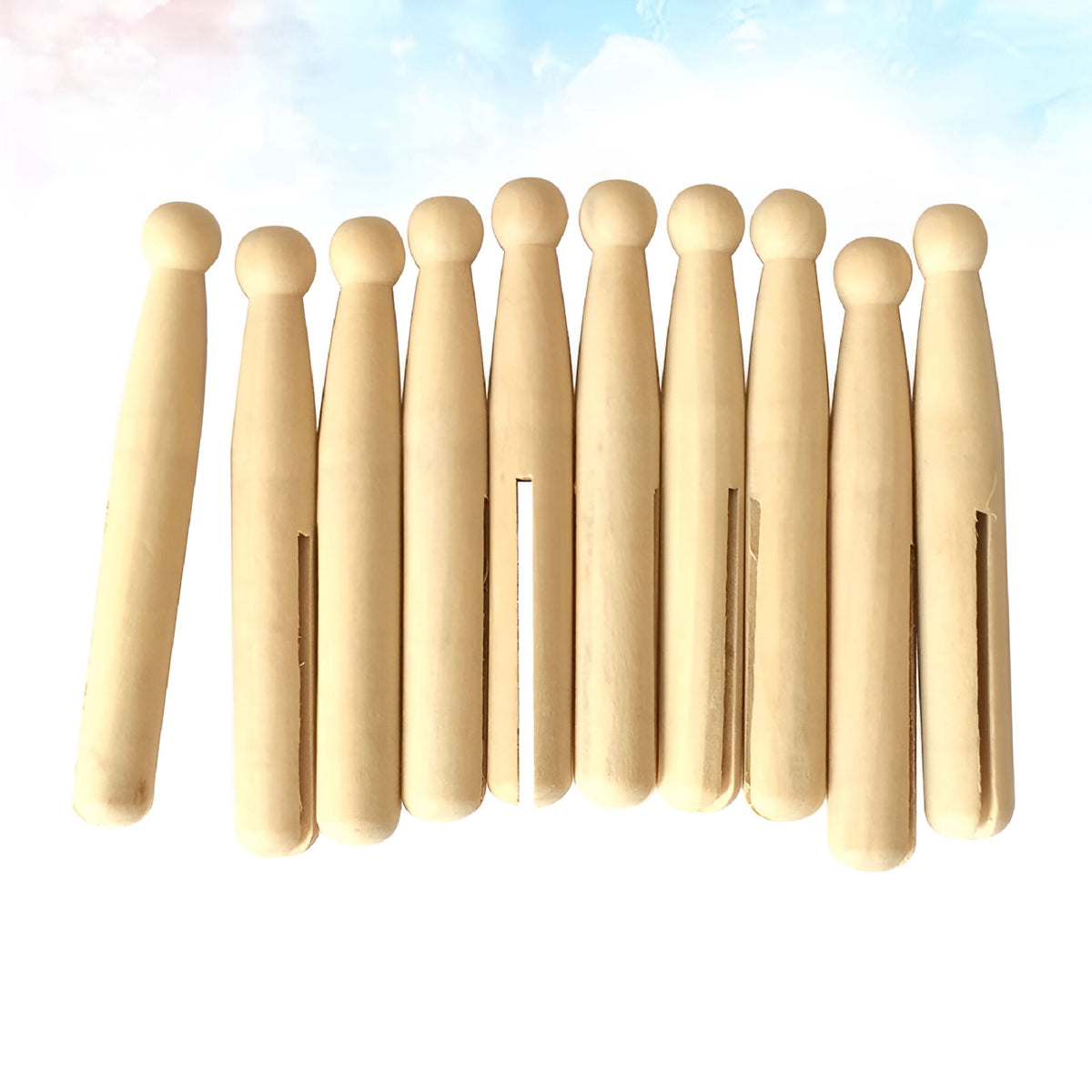 Natural Wooden Clothespins, 10 Pack, for Laundry, Photo Displays and DIY Party Decor - Image 4