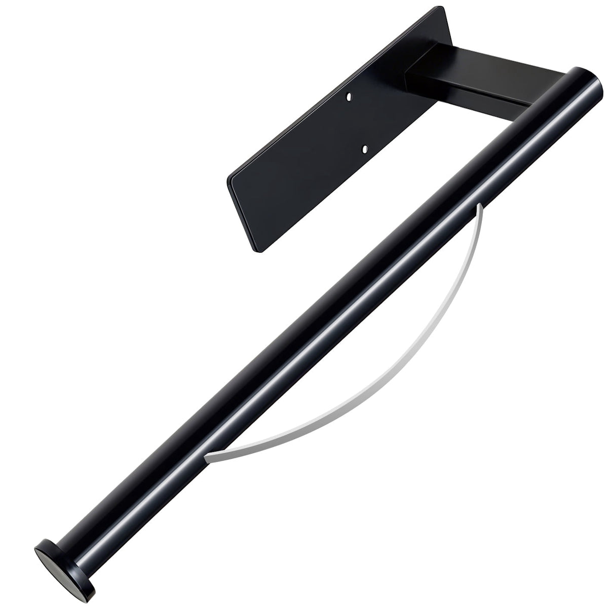 Under-Cabinet Paper Towel Holder, One-Hand Tear Stainless Steel Rack, Adhesive or Screw Mount, Black
