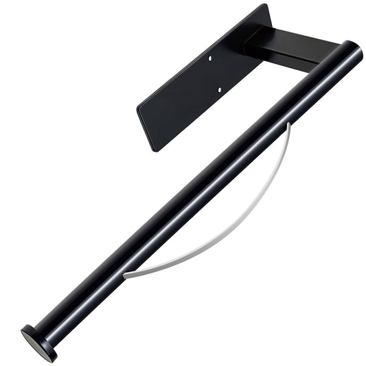 Under-Cabinet Paper Towel Holder, One-Hand Tear Stainless Steel Rack, Adhesive or Screw Mount, Black