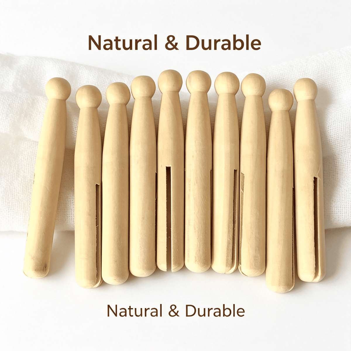 Natural Wooden Clothespins, 10 Pack, for Laundry, Photo Displays and DIY Party Decor - Image 6