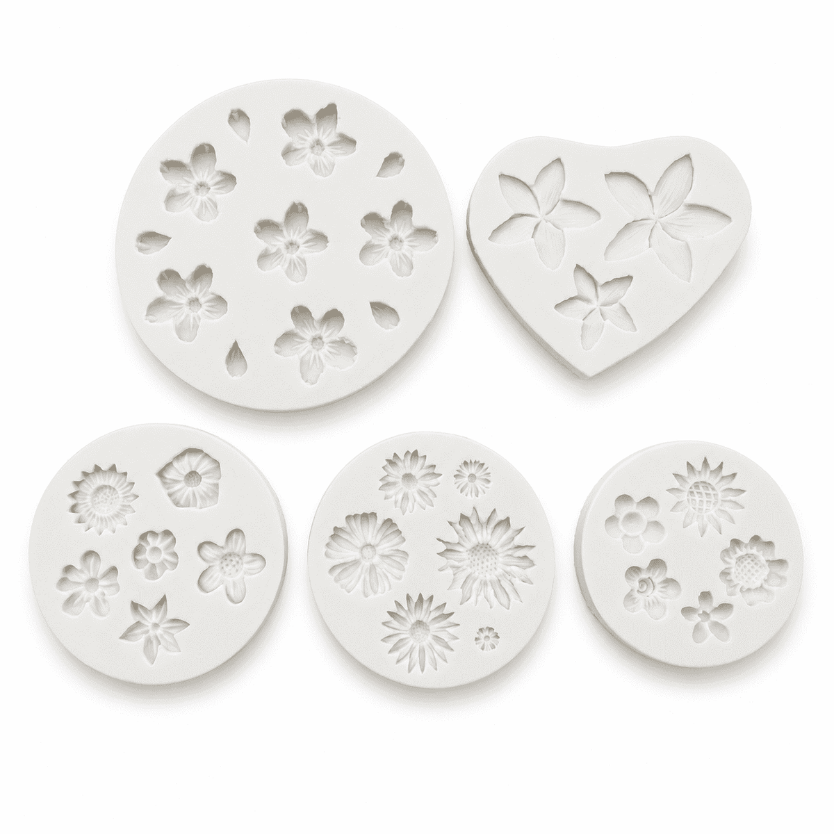 Daisy Flower Silicone Molds, Set of 5 Sizes for Resin, Chocolate, Fondant and Clay
