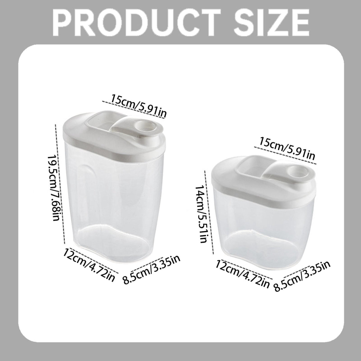 Airtight Dry Food Dispenser with Flip-Top Lid, Clear Pantry Container, 4.7 x 3.3 x 7.7 In - Image 2