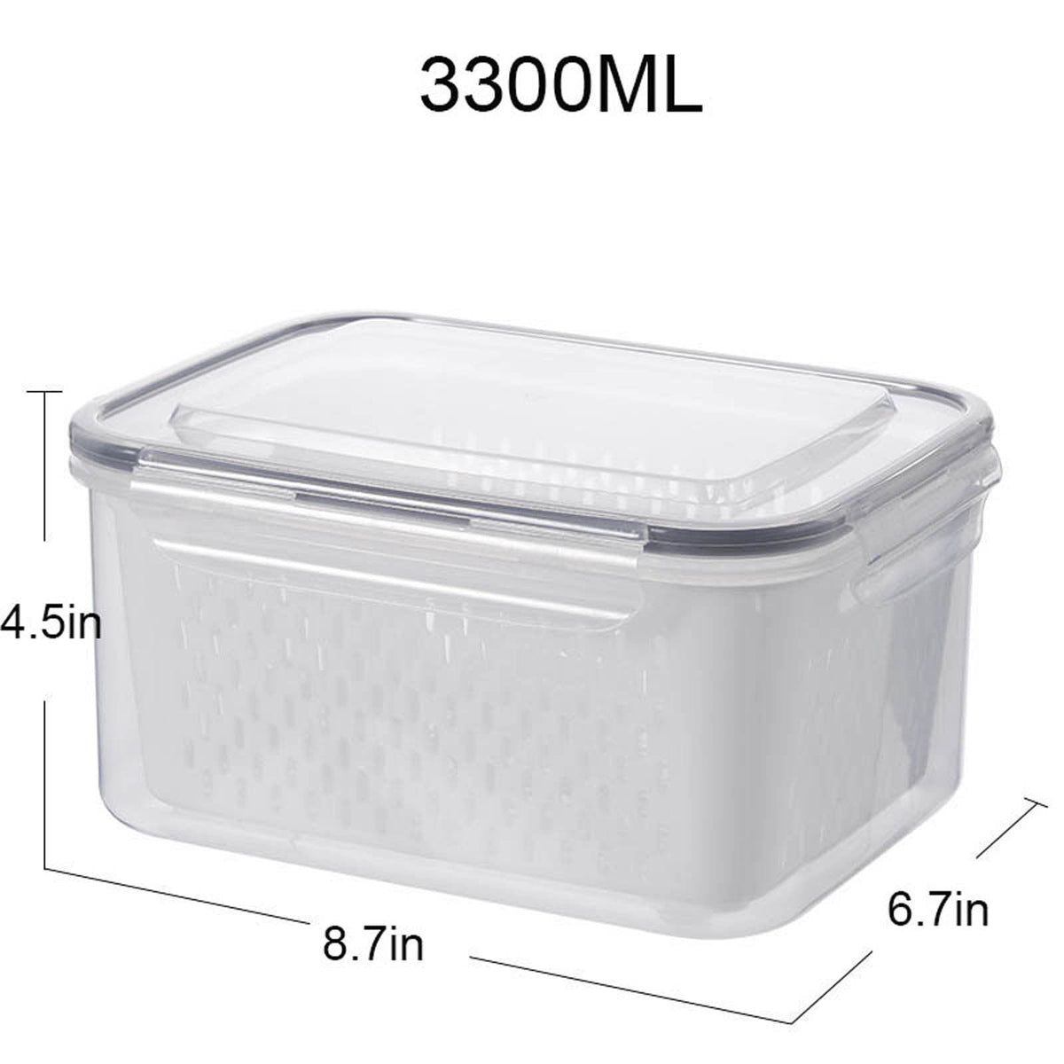 Produce Saver Containers, Set of 3 Airtight Fridge Keepers with Removable Drain Trays - Image 2