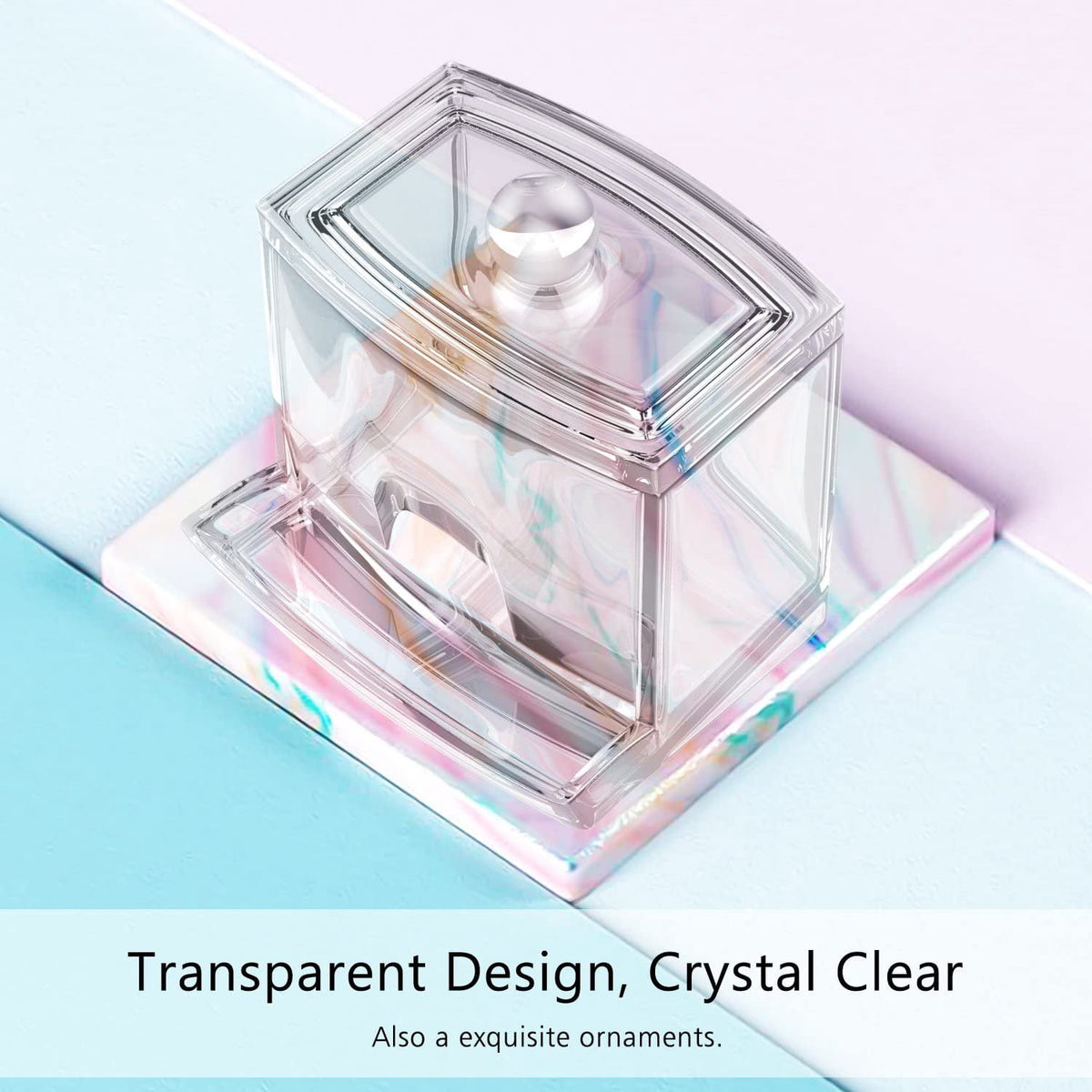 Clear Acrylic Cotton Swab Holder, Square Countertop Canister for Swabs and Toothpicks - Image 3