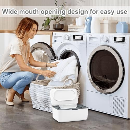 Dryer Sheet Dispenser Box with Lid, Laundry Room Storage Container for Softener Sheets, Gray - Image 4