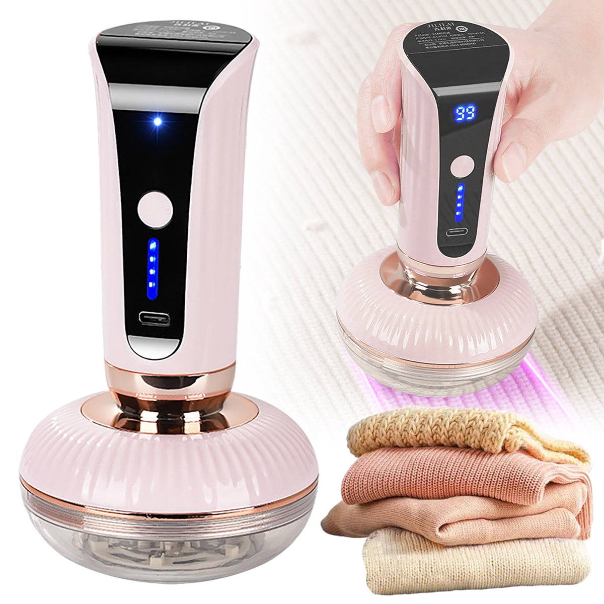 Rechargeable Fabric Shaver with LED Display, Lint and Pill Remover for Sweaters and Blankets - Image 2
