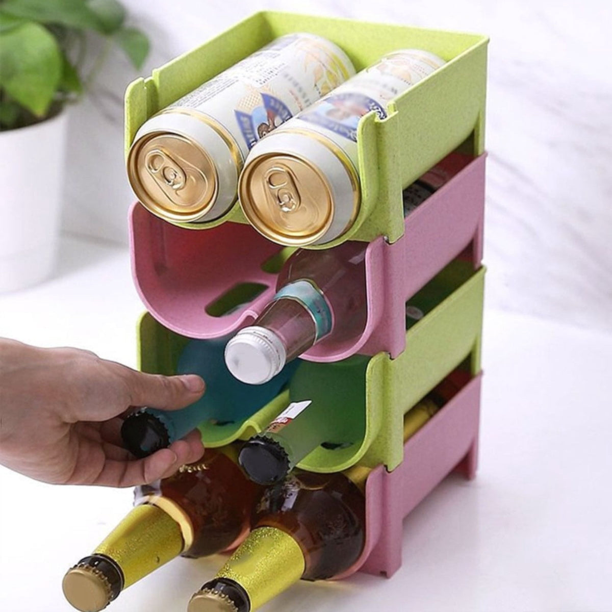 Stackable Plastic Can Rack for Fridge or Pantry, Beverage Storage Organizer - Image 3