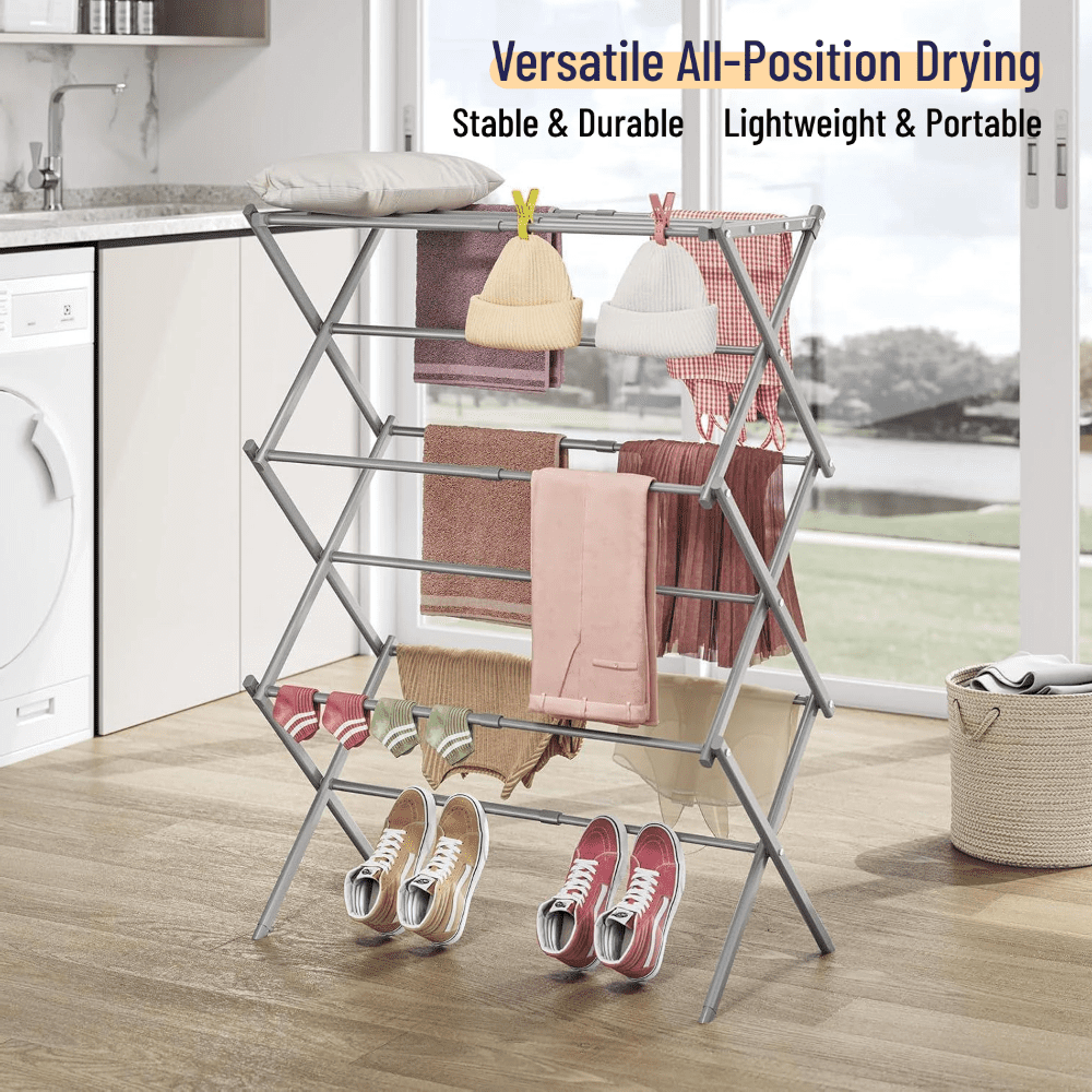 Telescopic Folding Drying Rack for Indoor Air Drying, Expands 19.88 to 31.1 In Wide - Image 5