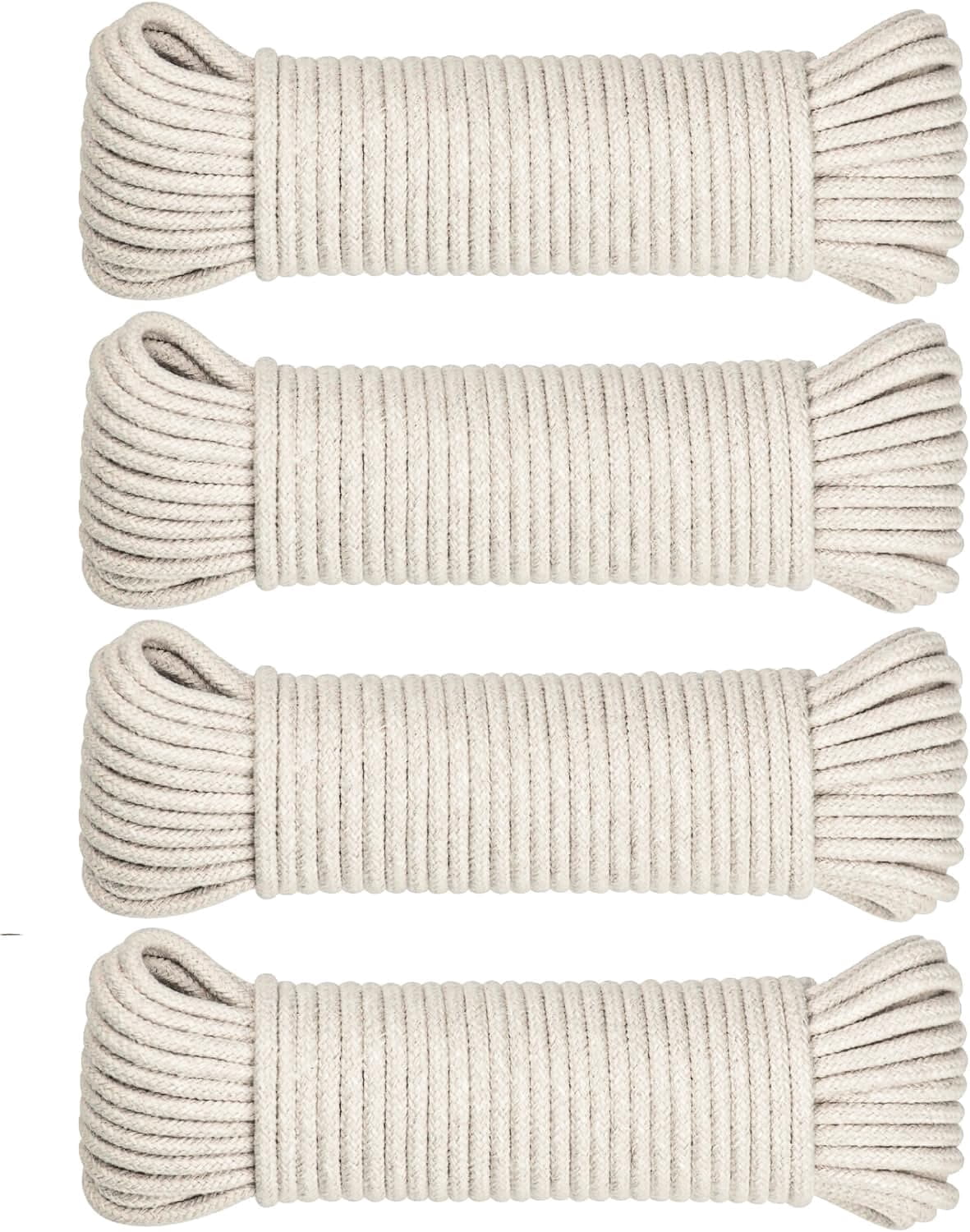 Natural Cotton Twisted Rope, 3/16 In, 4 Rolls of 50 Ft (200 Ft Total) for Clotheslines and Crafts - Image 2
