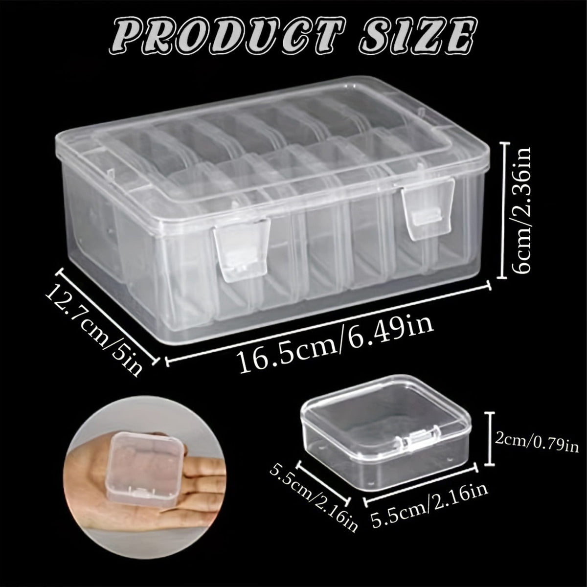 Bead Organizer Case with 14 Removable Hinged Boxes, Clear Plastic Craft Storage, Pink - Image 3
