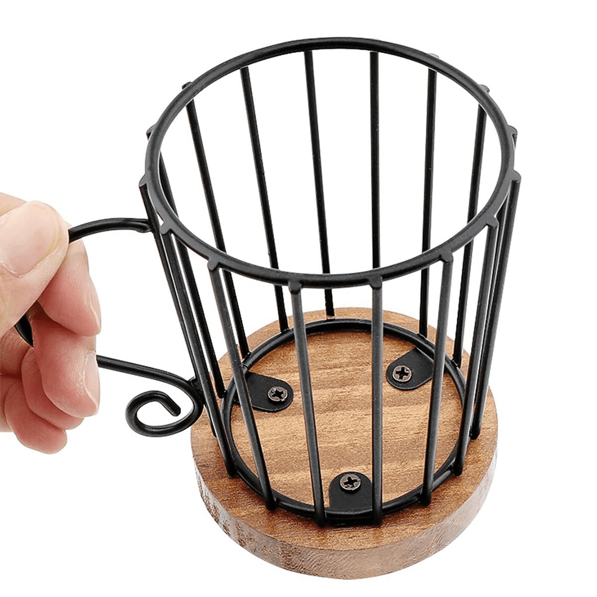 Mug-Shaped Coffee Pod Holders, Set of 2, Wood and Metal Countertop Organizers - Image 2