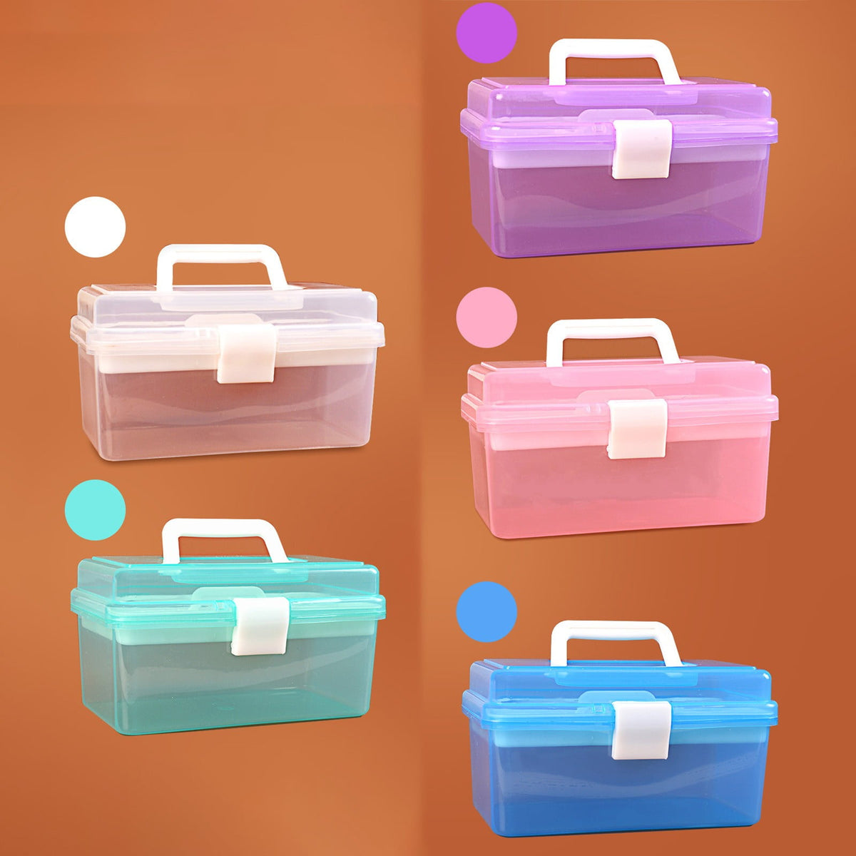 Clear Craft Supply Case with Removable Four-Section Tray, Latch and Carry Handle - Image 6