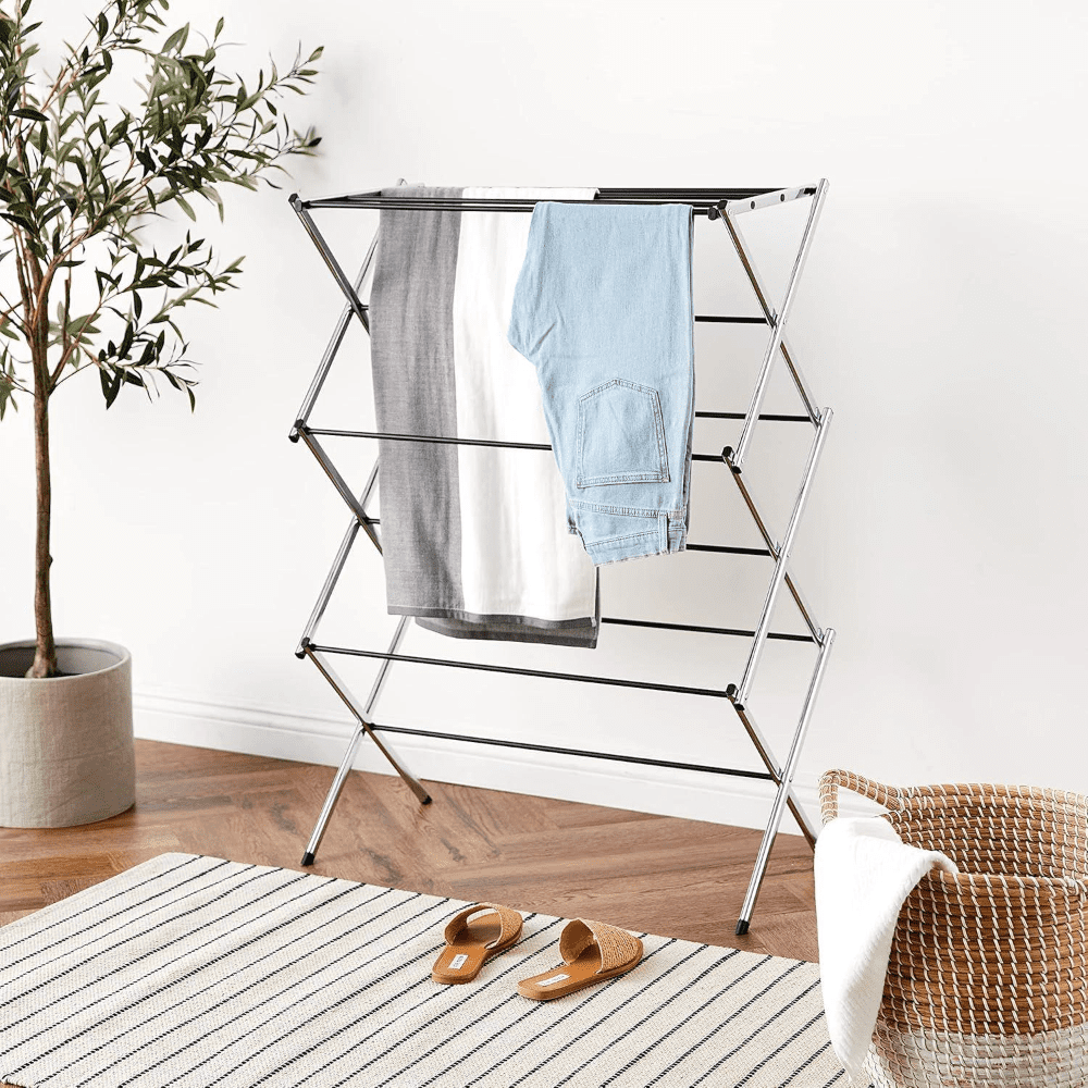 Telescopic Folding Drying Rack for Indoor Air Drying, Expands 19.88 to 31.1 In Wide - Image 2