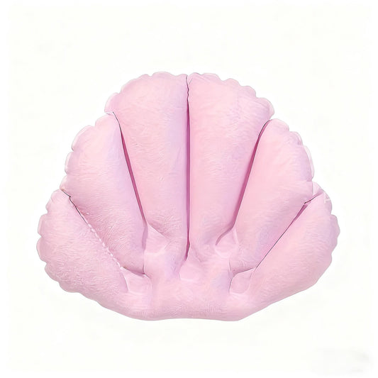 Inflatable Shell Bath Pillows, Pack of 2, Neck and Head Rest with Suction Cups, Pink