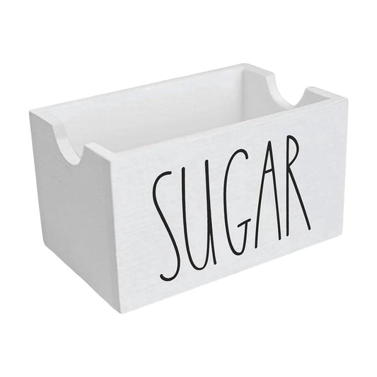 Wooden Sweetener Packet Holder, Compact Tea Bag Caddy for Coffee Bars, White