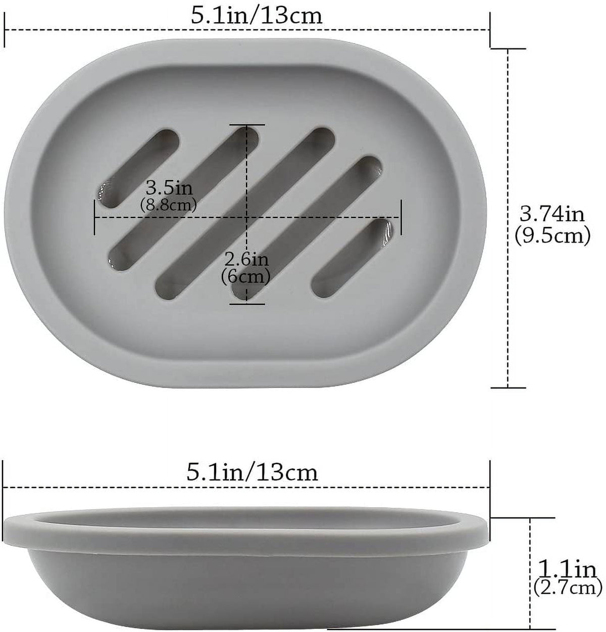 Draining Soap Dish, 2 Pack, Double Layer Soap Holder with Removable Tray, Gray - Image 5