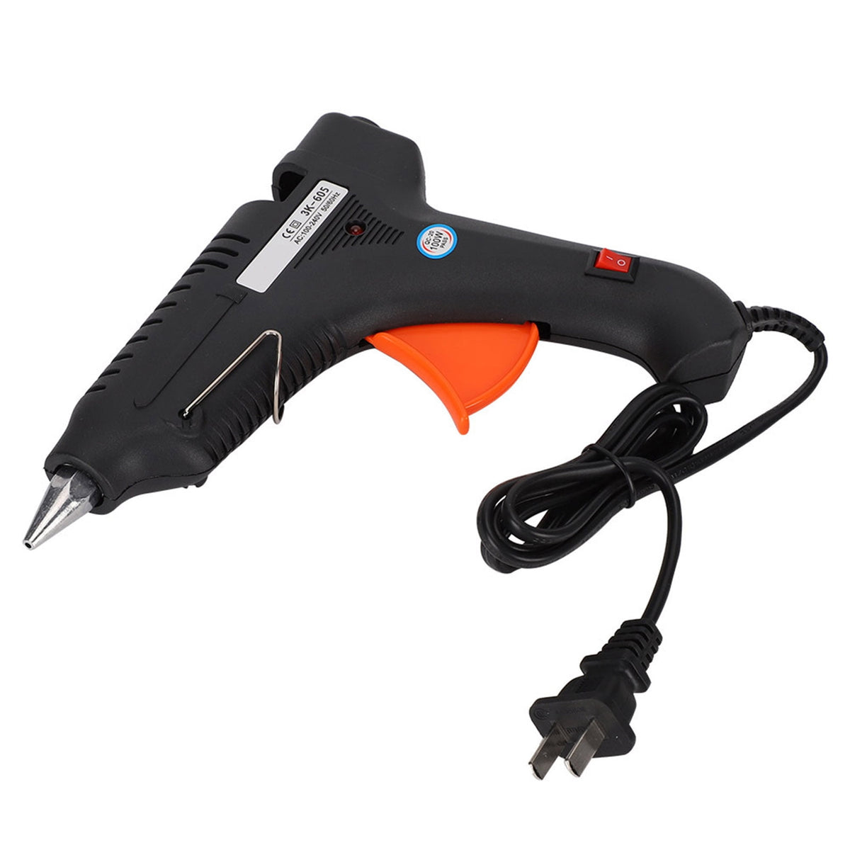 Hot Glue Gun 100W, Fast-Heating Craft Glue Gun with Aluminum Nozzle and LED Indicator, Black