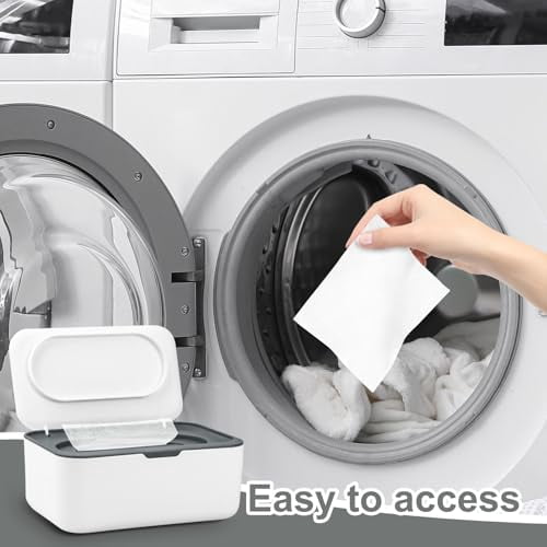 Dryer Sheet Dispenser Box with Lid, Laundry Room Storage Container for Softener Sheets, Gray - Image 3