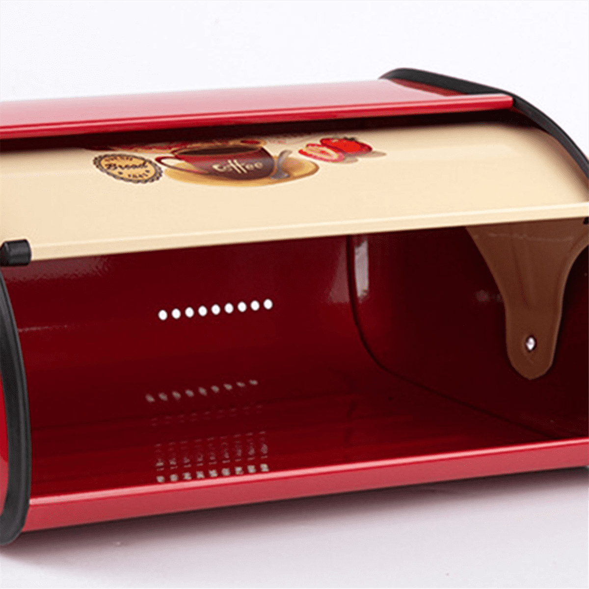 Roll Top Metal Bread Box for Kitchen Counter, Bread and Pastry Keeper, Red - Image 6