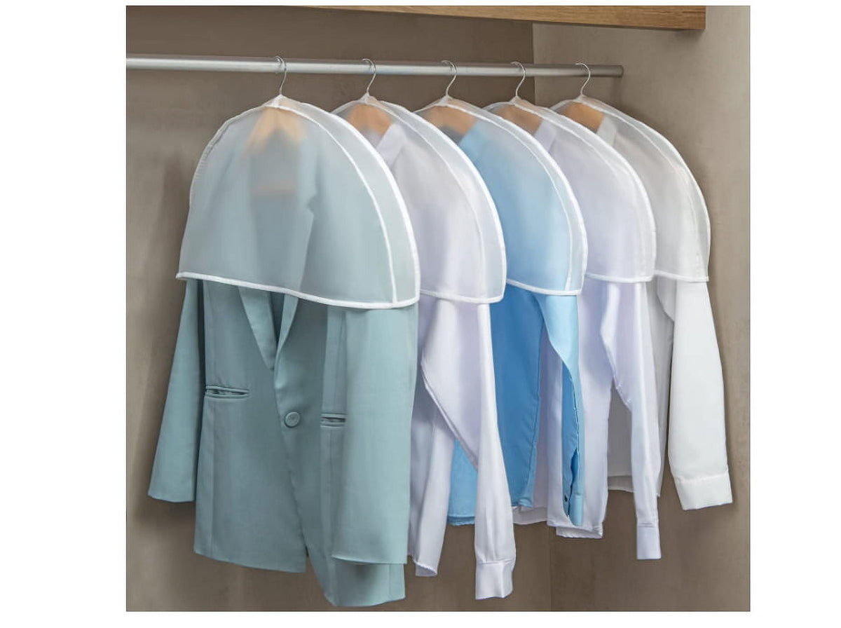 Clear Garment Shoulder Covers, 10 Pack, PEVA Dust Protectors for Hanging Clothes - Image 6